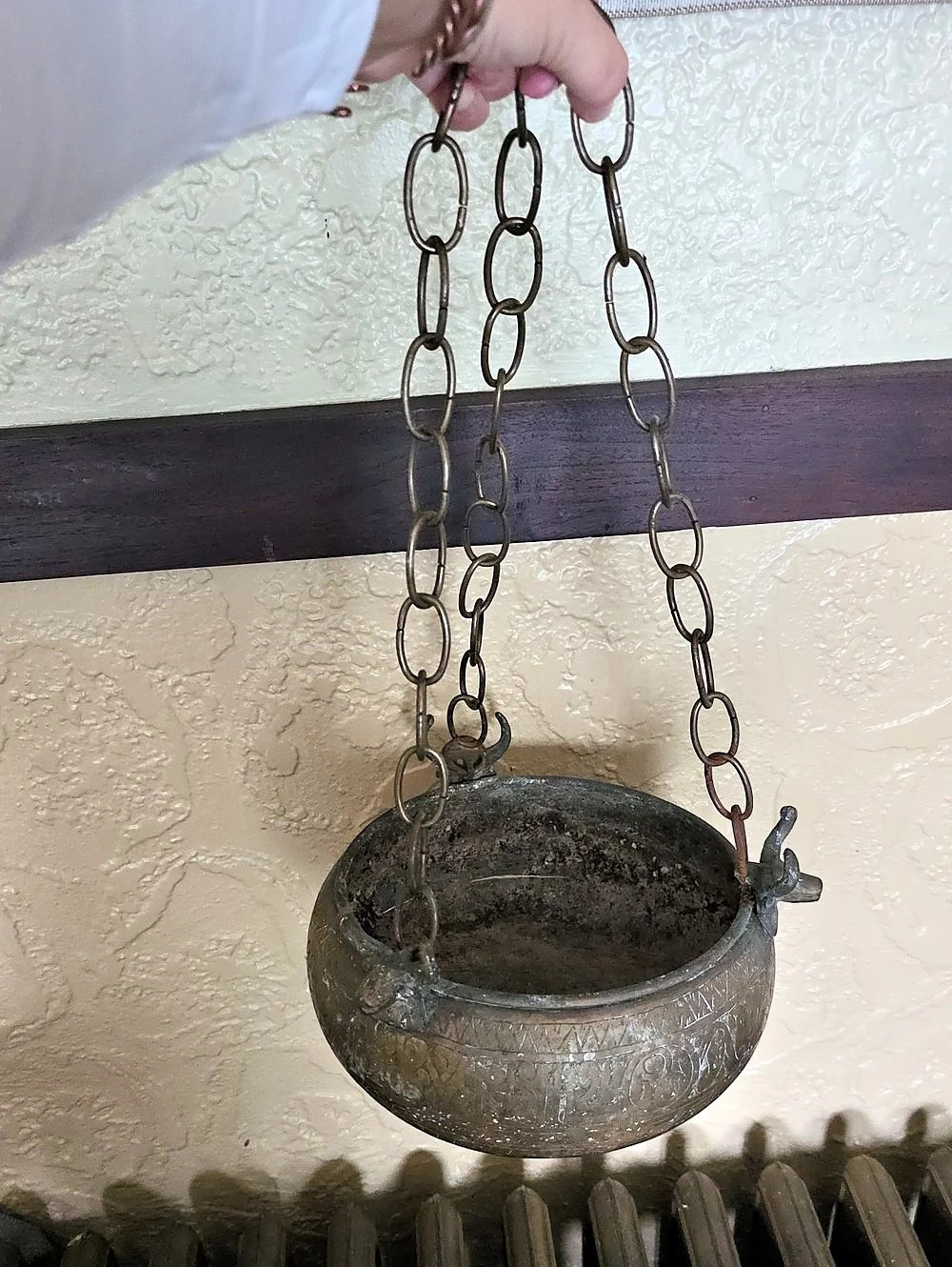 Hanging Metal Planter Cauldron Coper